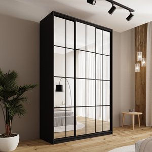 Trzydrzwiowa wysoka szafa przesuwna 150 cm lustrem OPTICA MAX