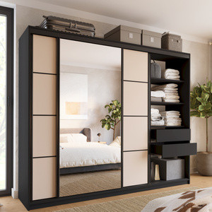WYPRZEDAŻ Szafa przesuwna z lustrem do sypialni 250 cm beż piaskowy LOFT