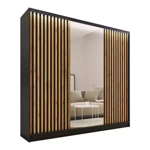 WYPRZEDAŻ Szafa garderoba z lustrem lamele LOFT 200 cm wotan