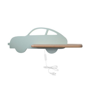 Zielony kinkiet ścienny z półką do pokoju dziecięcego IQ Kids Car MDF