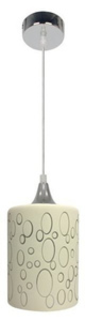 Srebrna lampa wisząca z kremowym szklanym kloszem do salonu SAND E27