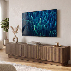 Szafka RTV ryflowana trzydrzwiowa do salonu 210 cm orzech MELFI