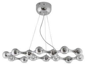 Srebrna lampa wisząca LED z regulacją wysokości do salonu chrom nowoczesna