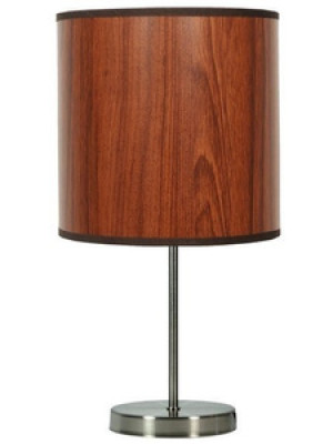 Lampka stołowa do salonu satyna dąb 41 cm TIMBER brązowa
