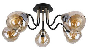 Czarna złota lampa wisząca sufitowa 5xE27 do salonu UNICA metal szkło