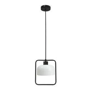 Czarna lampa wisząca z kloszem białym do salonu ZODIAC 1-punktowa
