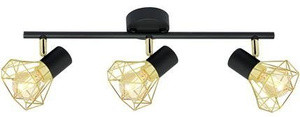 Czarna lampa sufitowa listwa 3xE14 z regulacją punktów Verve metal