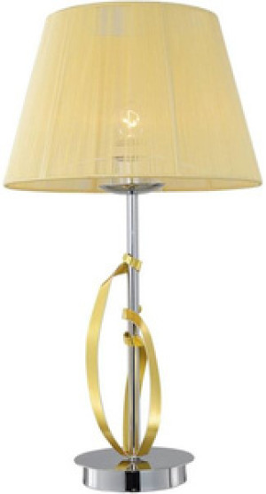 Chromowo-złota lampa stołowa gabinetowa na biurko DIJA metal z abażurem