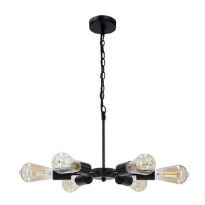 Czarna lampa wisząca 6-płomienna do salonu SPARTA metal
