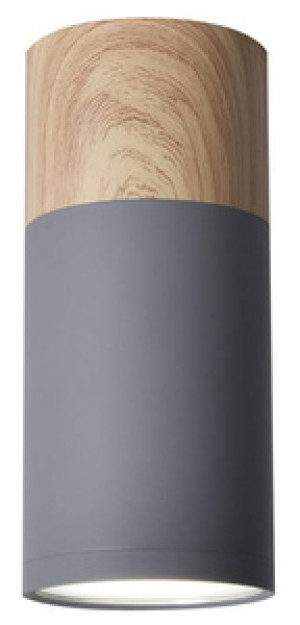 Szaro-drewniana lampa sufitowa tuba 6,8x15 cm do salonu TUBA aluminium