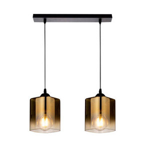 Czarna lampa wisząca do salonu Serena z kloszem złotym