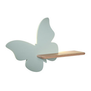 Miętowy kinkiet ścienny z półką LED 5W 4000K Butterfly drewno MDF