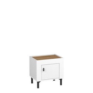 Biała szafka nocna do sypialni 48 cm z drzwiami MISTY cashmere