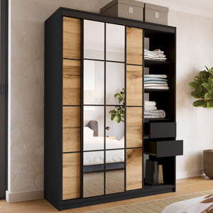 Loftowa szafa przesuwna z lustrem 150 cm do sypialni EDGE