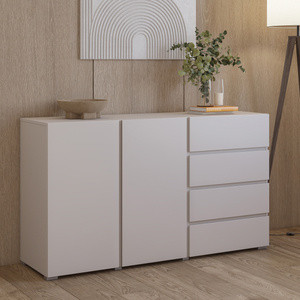 Komoda 138 cm z szufladami i półkami do salonu ASYMETRIC kaszmir