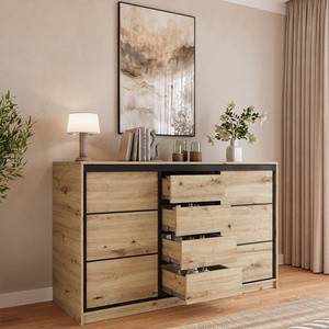 Komoda przesuwna 160 cm z szufladami i drążkami LOFT dąb artisan