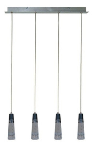 Chromowana lampa wisząca z regulacją wysokości 4xG4 do salonu ERICA szklany klosz