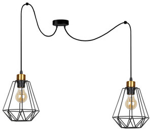 Czarno-złota lampa wisząca sufitowa 2-płomienna do salonu PRIMO metal