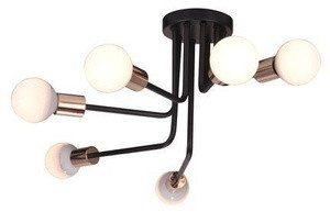 Czarna lampa sufitowa wisząca loft do salonu SPILL metal 6xE27