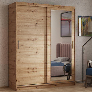 Szafa z lustrem 180 cm przesuwna z drążkiem HARON dąb artisan dwudrzwiowa