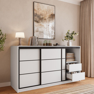 Biała komoda trzydrzwiowa z szufladami i drążkiem LOFT 180 cm