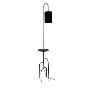Czarno-zielona lampa podłogowa z półką do salonu RAVELLO