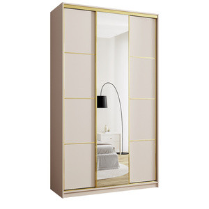 Beżowa szafa przesuwna z lustrem 150 cm GOLD NEW MAX