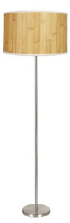 Sosnowa lampa podłogowa do salonu z abażurem TIMBER srebrno-brązowa