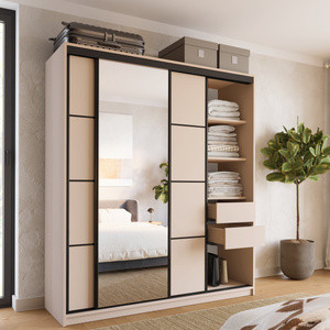 WYPRZEDAŻ Szafa przesuwna z lustrem do sypialni 180 cm LOFT beż piaskowy