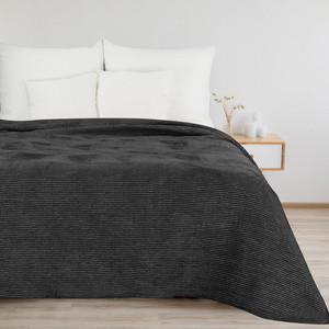 Czarny koc ALORE 200x220 cm miękki waflowy bawełniany do sypialni