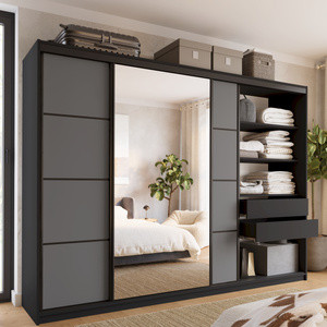 WYPRZEDAŻ Duża szafa przesuwna z lustrem i szufladami 280 cm LOFT