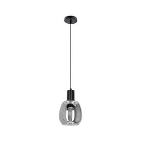 Czarna lampa wisząca do salonu Udin Small z szarym kloszem