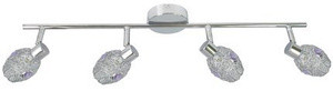 Fioletowa lampa sufitowa listwa 4-punktowa do salonu GOLDEN chrom
