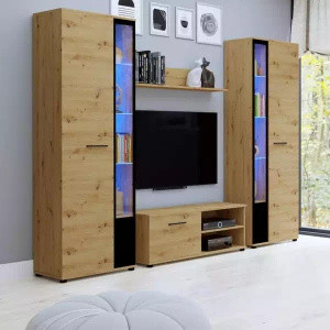 WYPRZEDAŻ Meblościanka Komoda RTV Witryna Cube XL dąb artisan