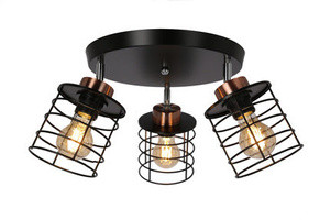 Czarna lampa sufitowa talerz 3-punktowa do salonu metalowa