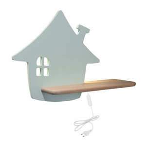 Miętowy kinkiet LED z półeczką do pokoju dziecka IQ Kids House
