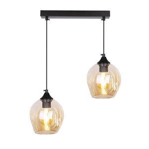 Czarna brązowa lampa wisząca szklana 2xE27 do salonu ASPA