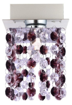 Chromowo-burgundowa lampa sufitowa z kryształkami do salonu Classic