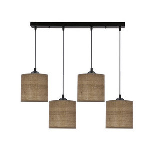 Brązowa lampa wisząca 4 płomienna do salonu LEGNO rattan