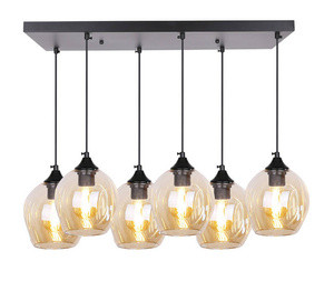 Czarna lampa wisząca szklana 6xE27 do salonu ASPA metal-szkło