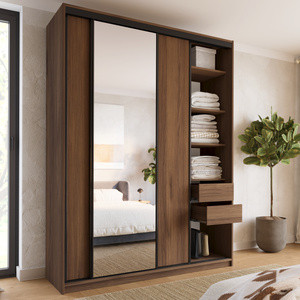 WYPRZEDAŻ Wysoka szafa przesuwna z lustrem 180 cm do sypialni LOFT MAX orzech