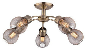 Brązowa lampa wisząca sufitowa 5-płomienna do salonu GLIVA metal