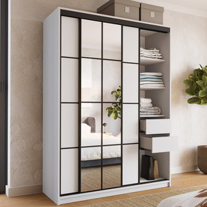 Biała nowoczesna szafa przesuwna z lustrem 150 cm EDGE