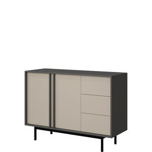 Komoda AVERO 123 cm antracyt beż jasny z szufladami