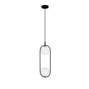 Czarna lampa wisząca z białymi kloszami kulami do salonu CORDEL 2xG9