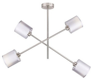 Srebrna lampa wisząca sufitowa 4-punktowa do salonu SAX metalowa