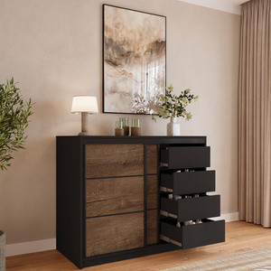 Dwudrzwiowa loftowa komoda przesuwna z szufladami 120 cm LOFT
