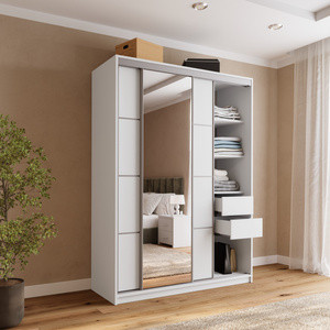Biała szafa przesuwna 150 cm z lustrem TOP