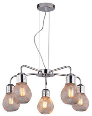 Srebrna lampa wisząca druciany klosz 46 cm do salonu TOP metal