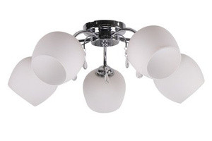 Srebrna lampa wisząca sufitowa 5-płomienna do salonu ZACHERA
